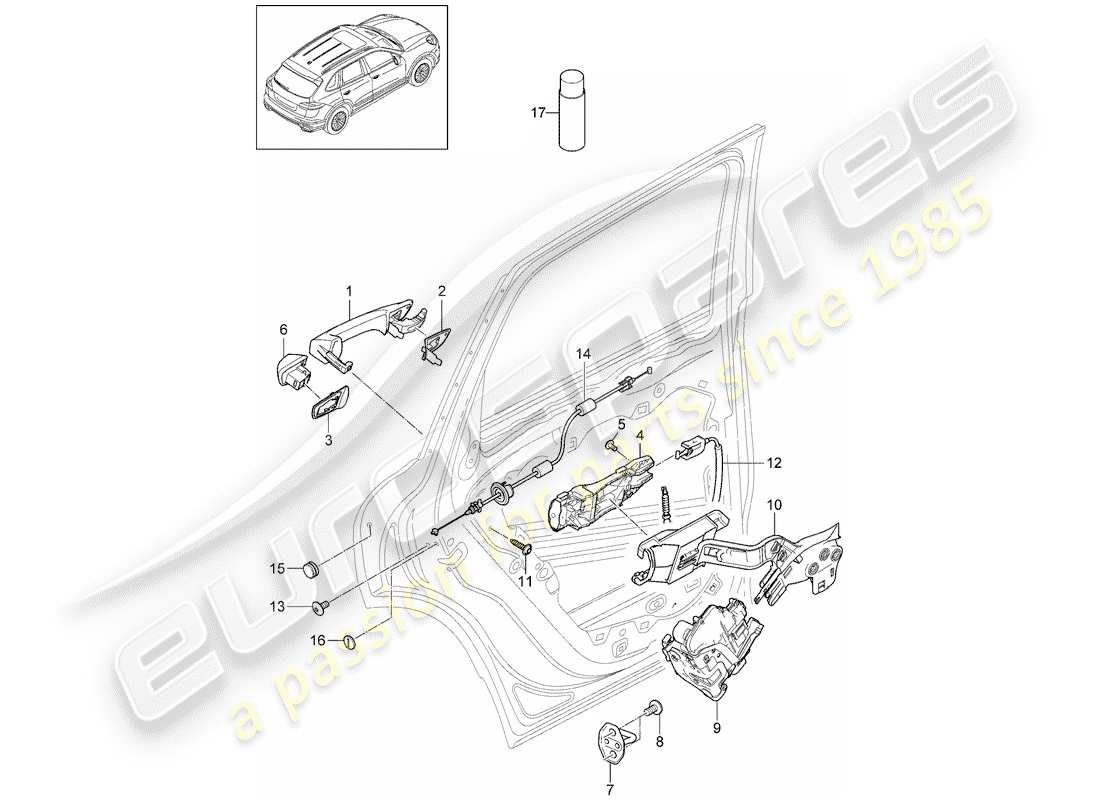 Porsche Cayenne E2 (2018) maniglia Diagramma delle parti