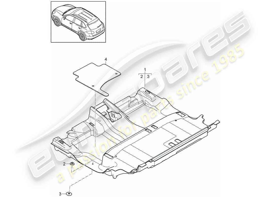 Porsche Cayenne E2 (2018) COPERTURA DEL PAVIMENTO Diagramma delle parti