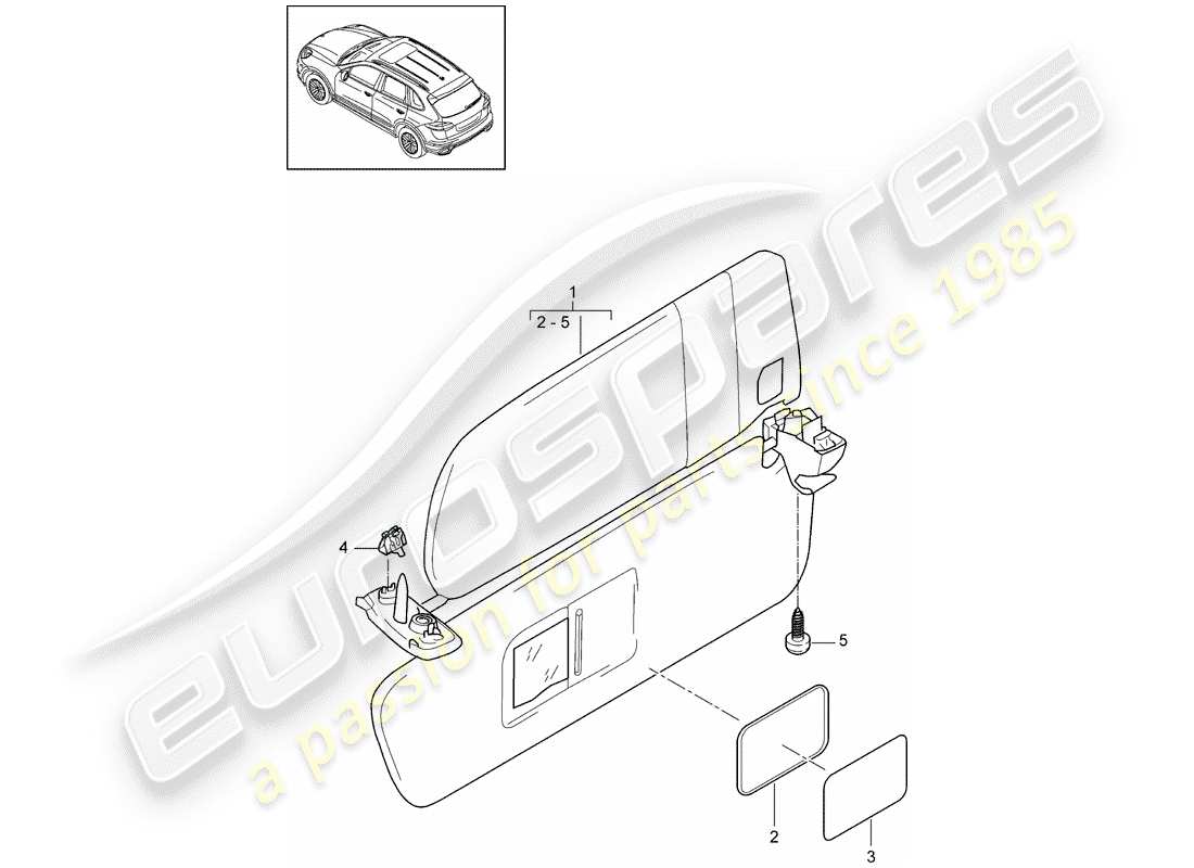Porsche Cayenne E2 (2018) VISIERE DA SOLE Diagramma delle parti