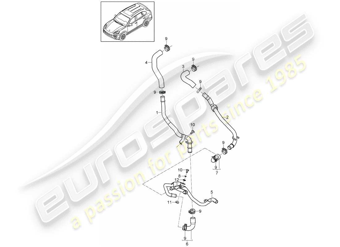 Porsche Cayenne E2 (2018) Stufa Diagramma delle parti