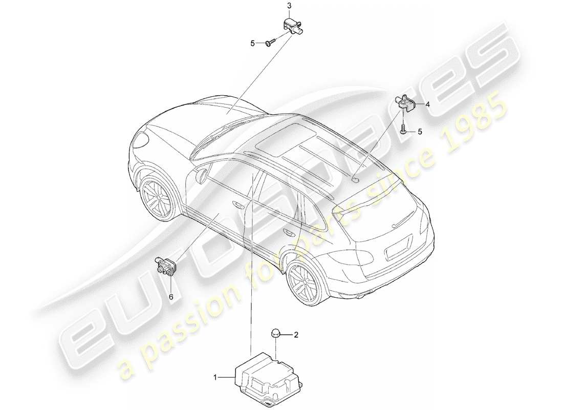 Porsche Cayenne E2 (2018) modulo di controllo elettronico Diagramma delle parti