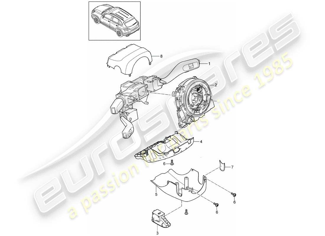 Porsche Cayenne E2 (2018) INTERRUTTORE PIANTONE STERZO Diagramma delle parti