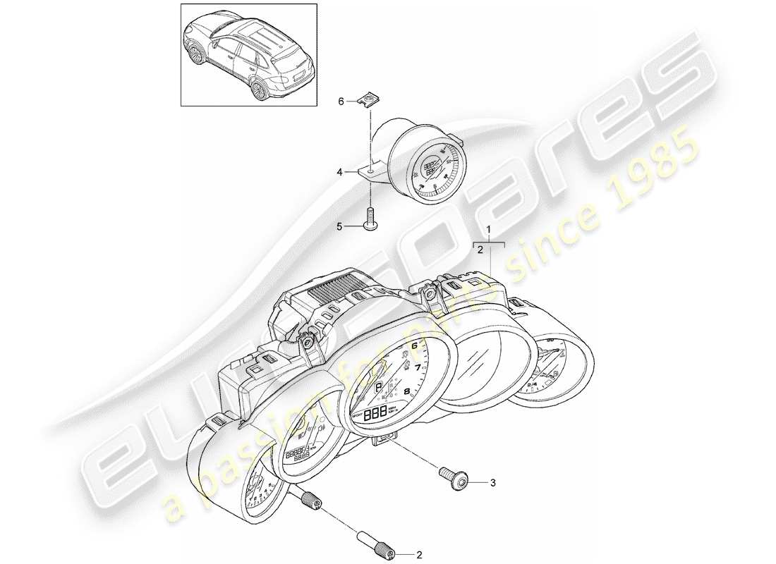 Porsche Cayenne E2 (2018) Strumenti Diagramma delle parti