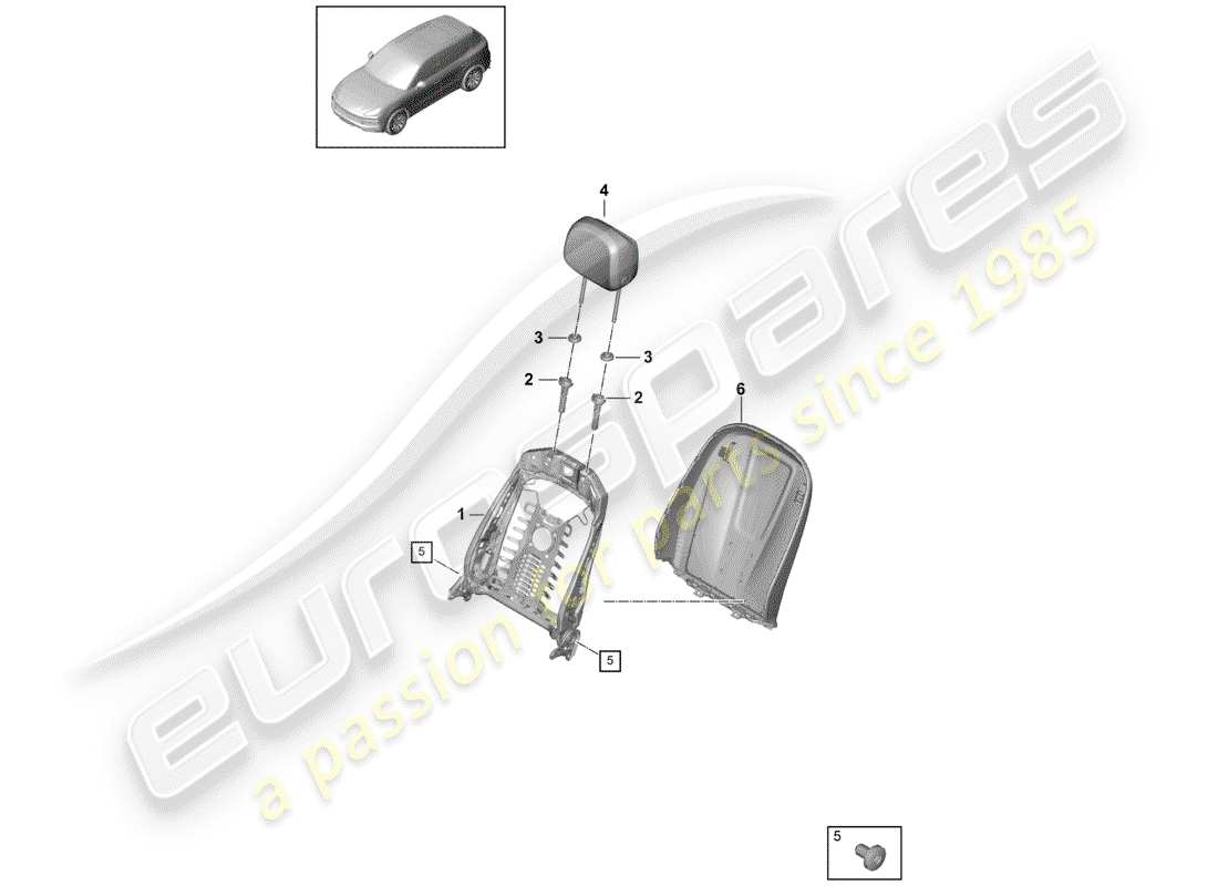 Porsche Cayenne E3 (2018) telaio - schienale Diagramma delle parti