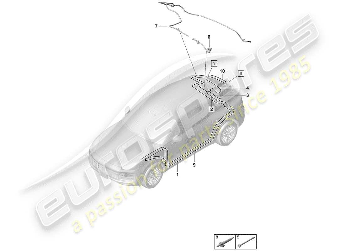 Porsche Cayenne E3 (2018) tubo flessibile Diagramma delle parti