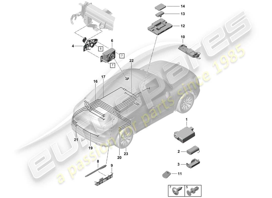 Porsche Cayenne E3 (2018) per veicoli con telefono Diagramma delle parti