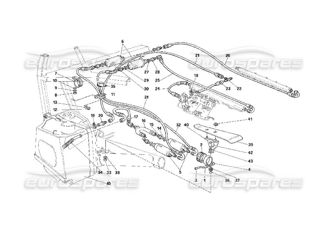 Ferrari F40 Pompa e tubazioni del carburante -Non per gli USA- Diagramma delle parti