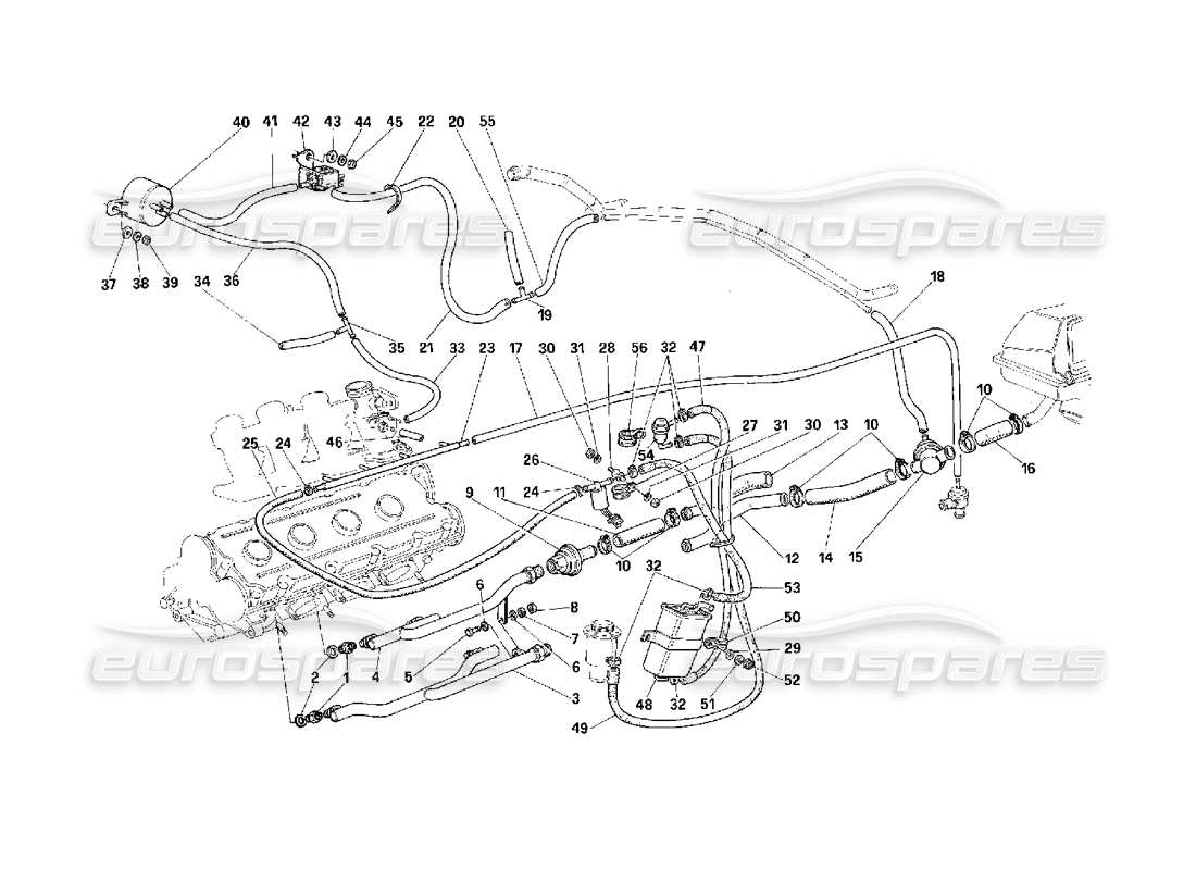 Ferrari F40 Aria Dispositivo di iniezione -Valido per gli USA- Diagramma delle parti