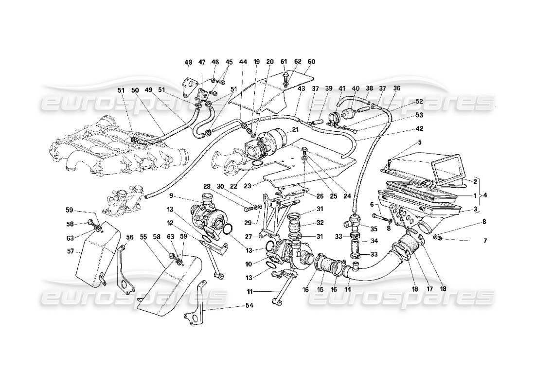 Ferrari F40 Sistema di eccesso di offerta -Non per auto con catalizzatore- Diagramma delle parti