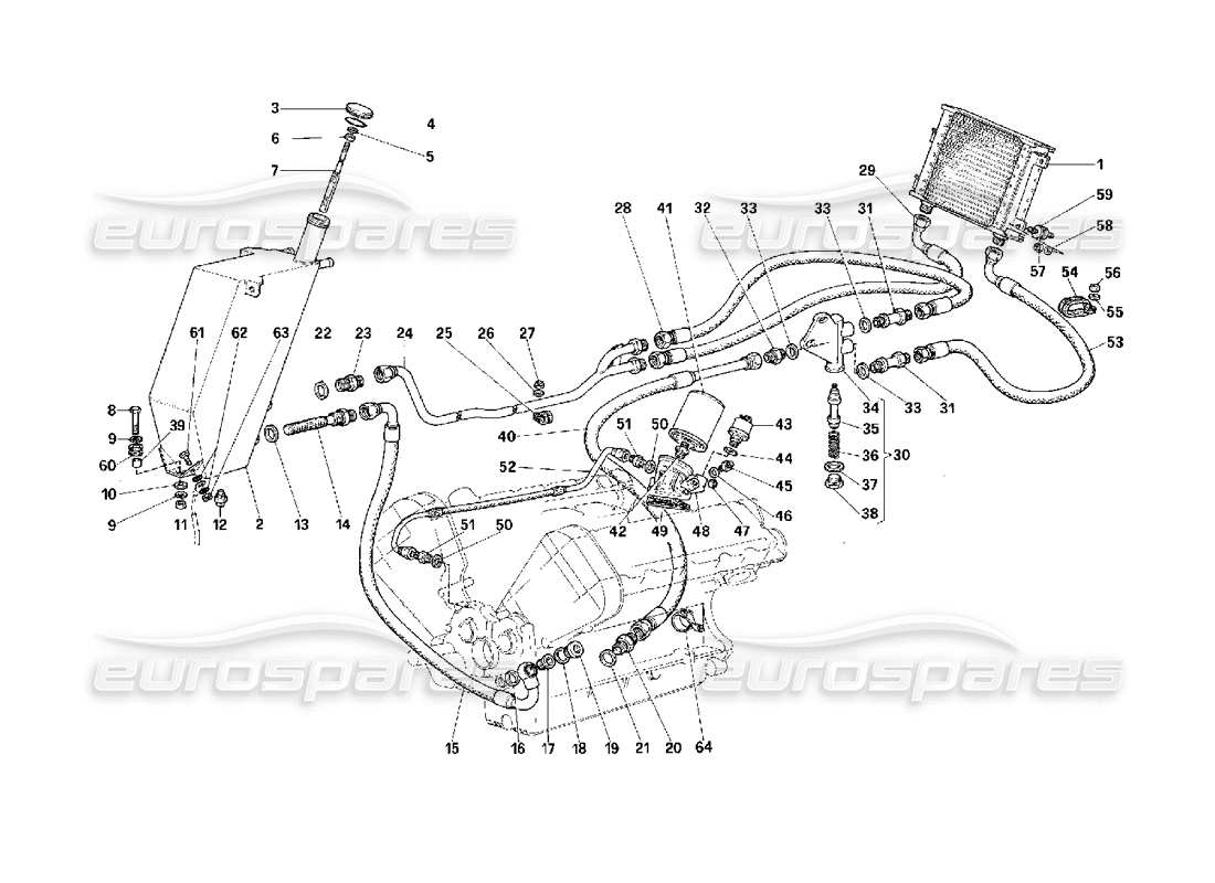 Ferrari F40 Sistema di lubrificazione Diagramma delle parti