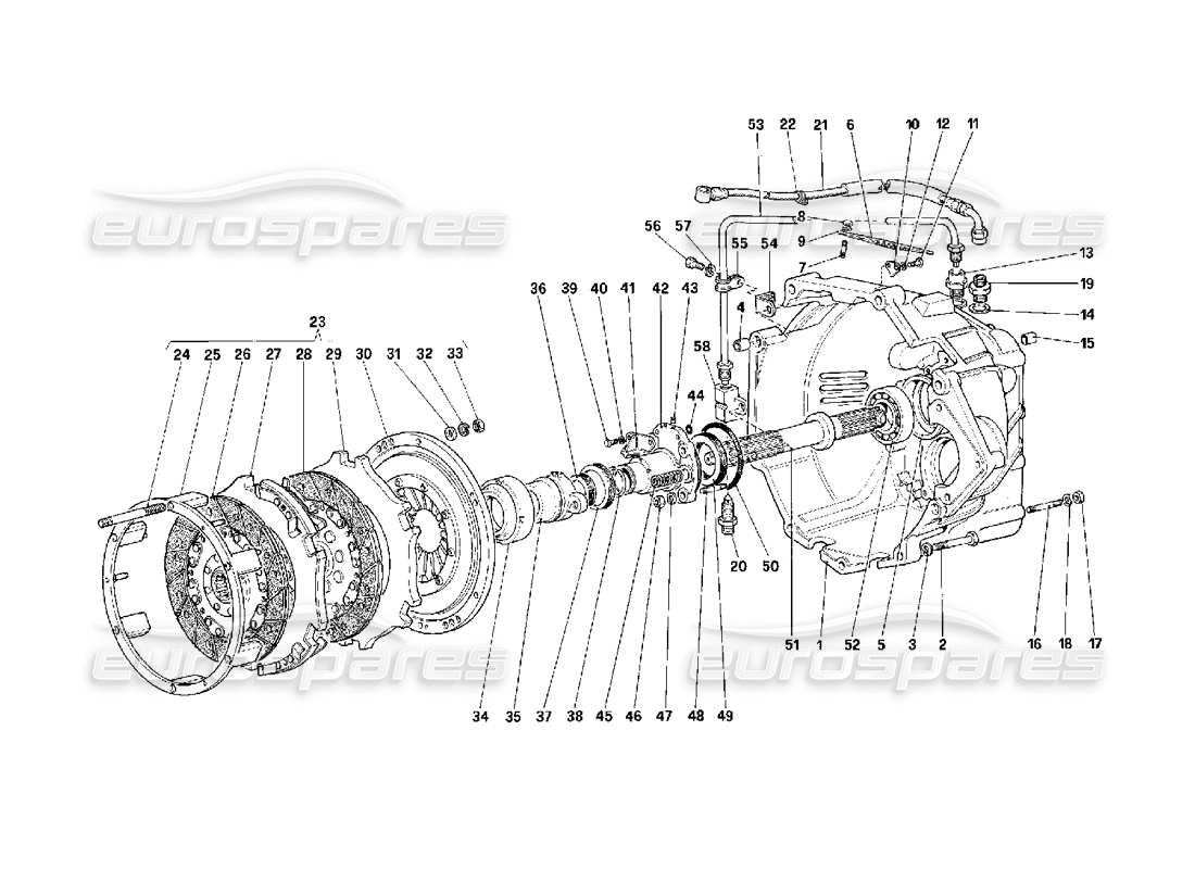 Ferrari F40 Frizione e controllo Diagramma delle parti