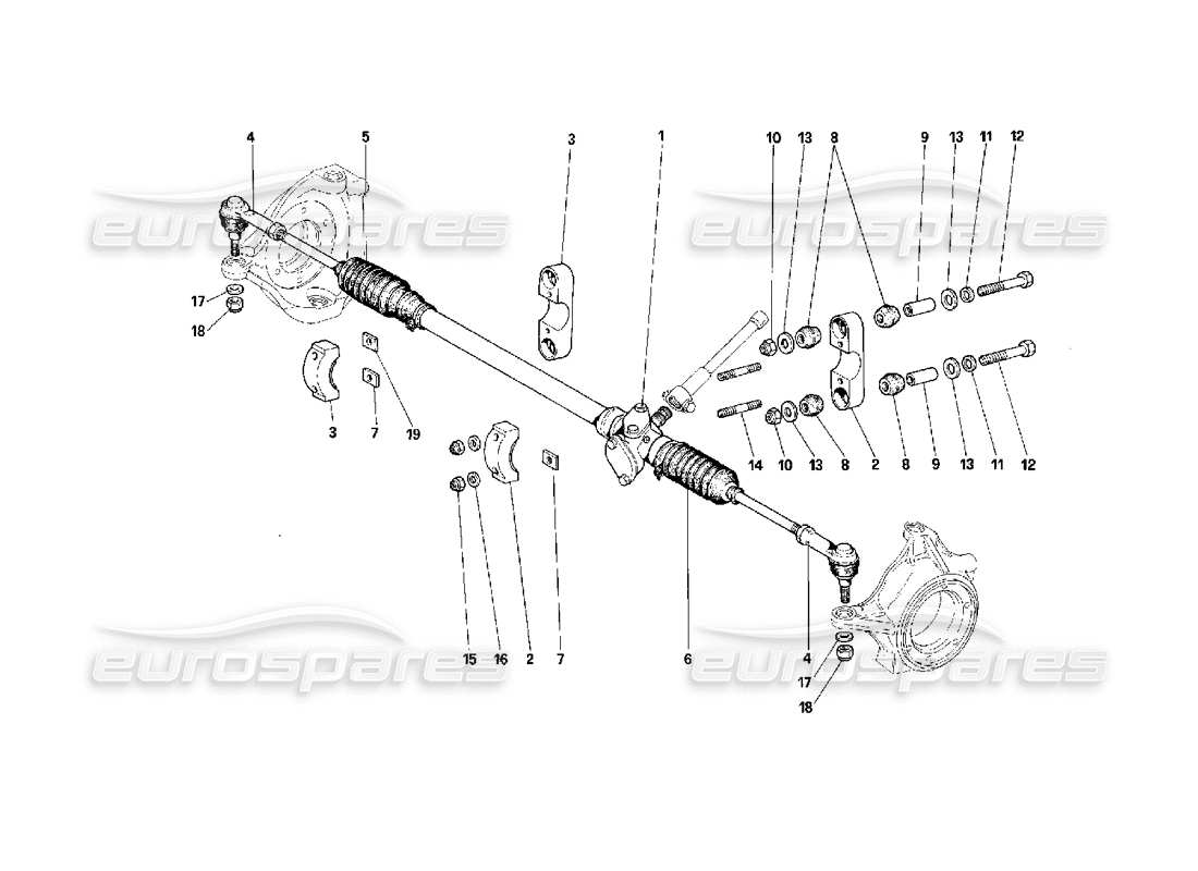 Ferrari F40 Scatola sterzo e collegamento Diagramma delle parti