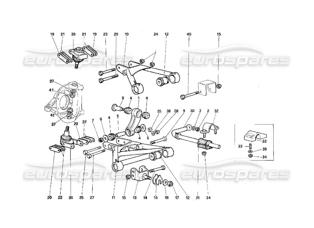 Ferrari F40 Sospensione anteriore - Leve Diagramma delle parti