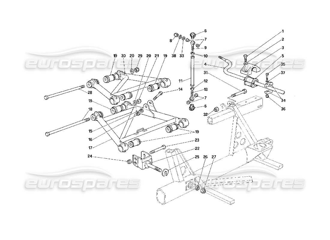Ferrari F40 Sospensione posteriore - Leve Diagramma delle parti