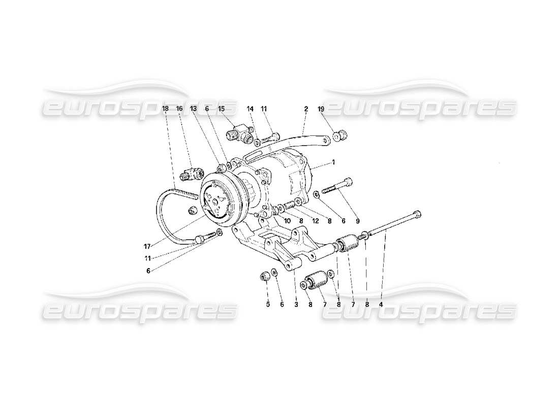 Ferrari F40 Compressore dell'aria condizionata Diagramma delle parti