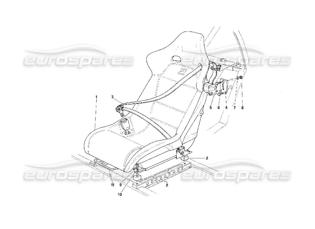 Ferrari F40 Sedili - Cinture di sicurezza -Non per gli USA- Diagramma delle parti