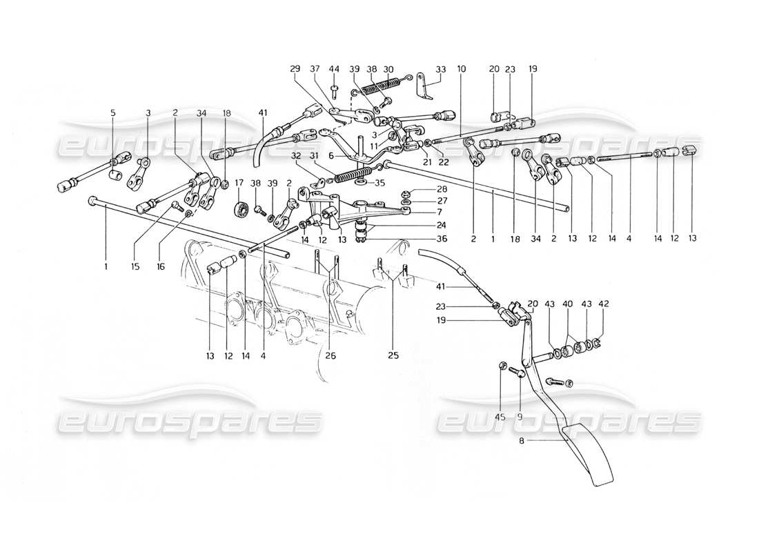Ferrari 400 GT (meccanico) Controllo dell'acceleratore diagramma delle parti