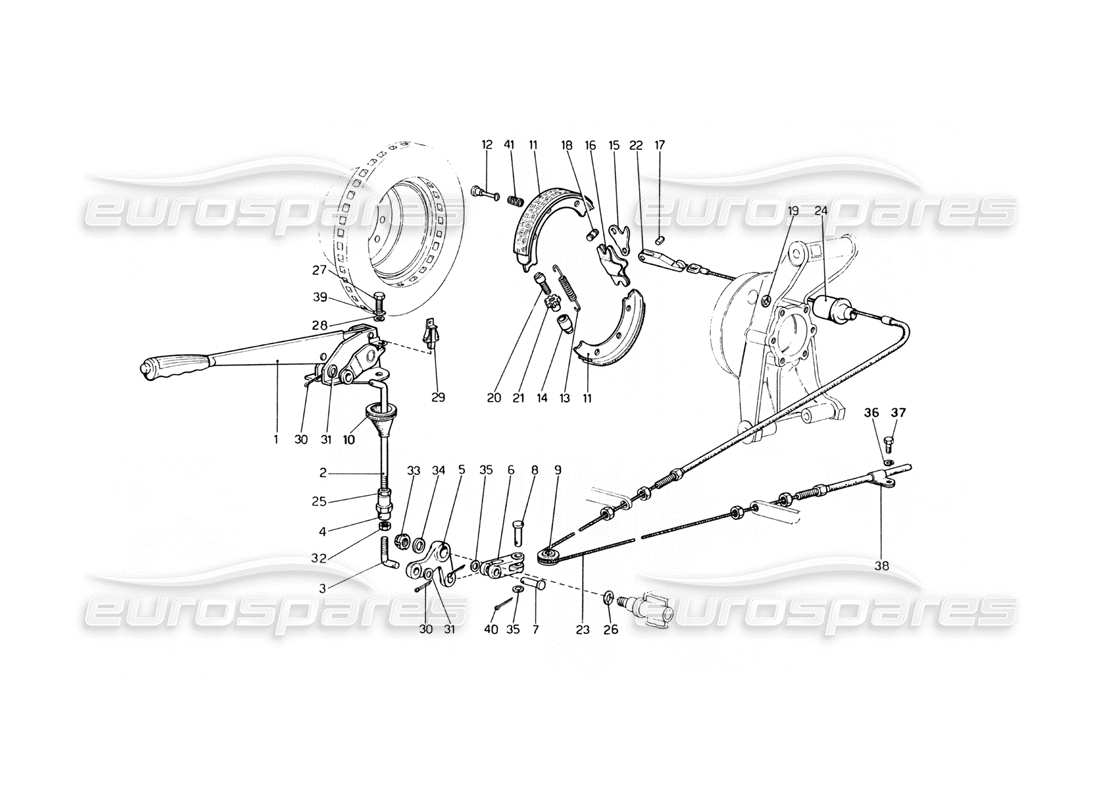 Ferrari 400 GT (meccanico) Controllo del freno a mano diagramma delle parti