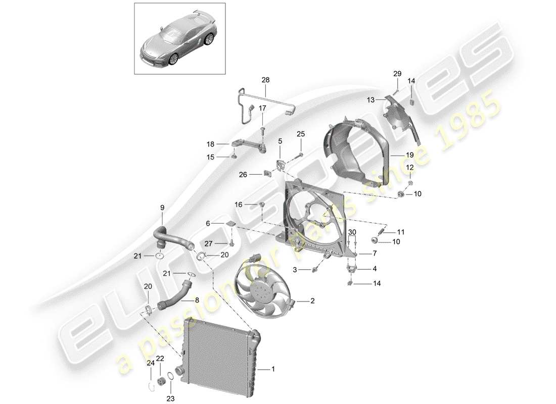 Porsche Cayman GT4 (2016) raffreddamento ad acqua 2 Diagramma delle parti
