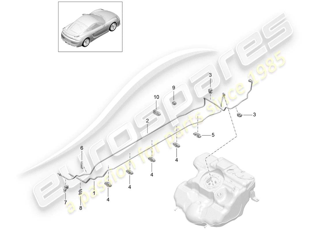Porsche Cayman GT4 (2016) Sistema di alimentazione carburante Diagramma delle parti