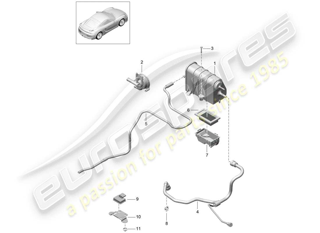 Porsche Cayman GT4 (2016) contenitore per emissioni evaporative Diagramma delle parti
