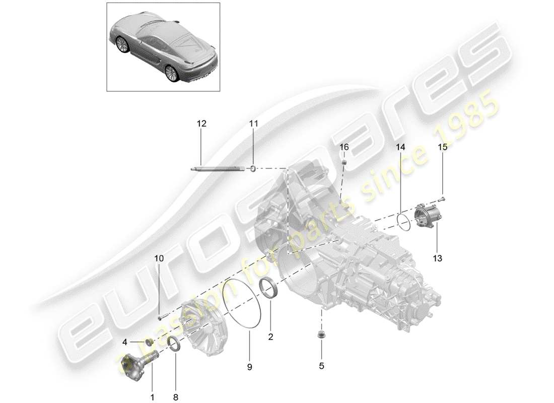 Porsche Cayman GT4 (2016) Cambio manuale Diagramma delle parti