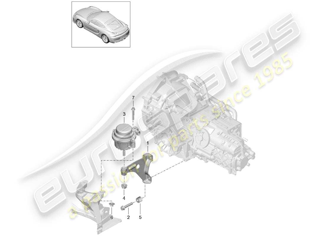 Porsche Cayman GT4 (2016) SOSPENSIONE DELLA TRASMISSIONE Diagramma delle parti