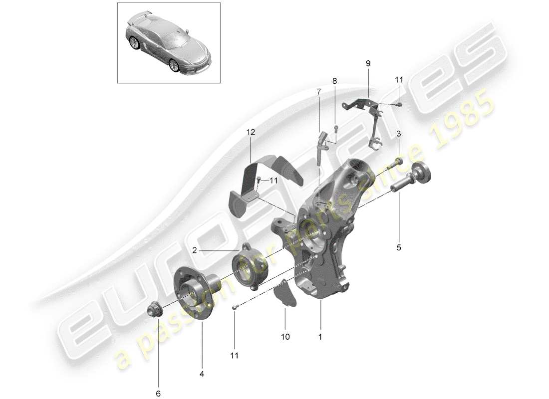 Porsche Cayman GT4 (2016) portaruota Diagramma delle parti
