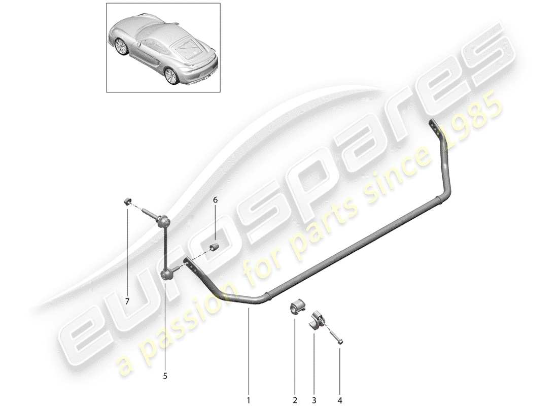 Porsche Cayman GT4 (2016) stabilizzatore Diagramma delle parti