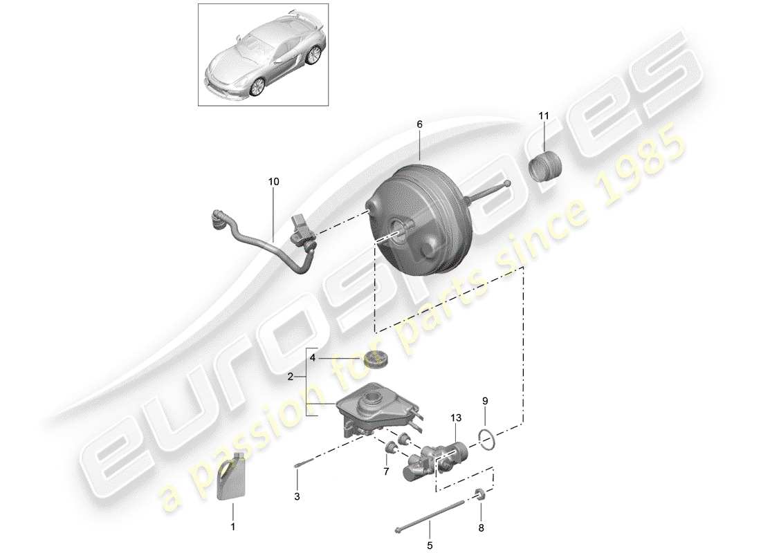 Porsche Cayman GT4 (2016) pompa freno Diagramma delle parti