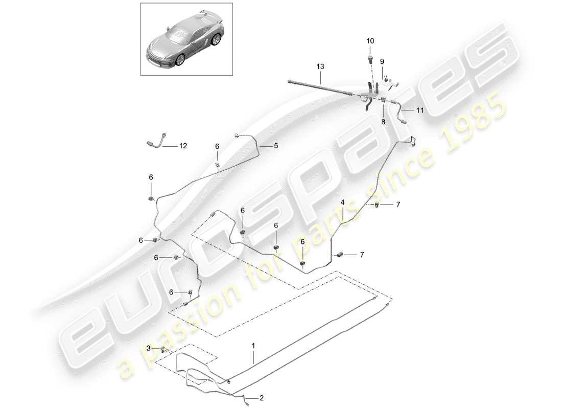 Porsche Cayman GT4 (2016) Linee dei freni Diagramma delle parti