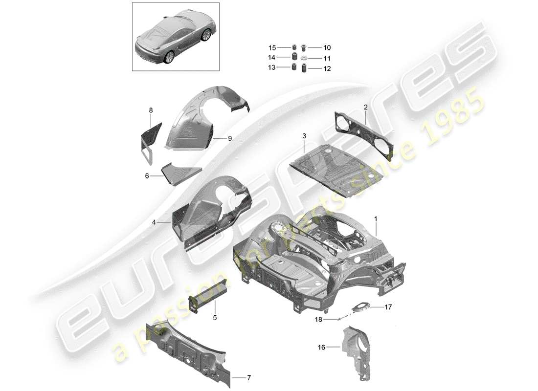 Porsche Cayman GT4 (2016) ESTREMITÀ POSTERIORE Diagramma delle parti