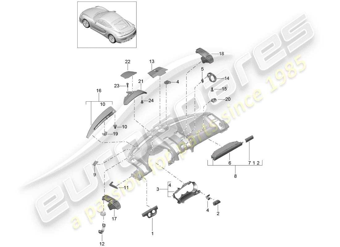 Porsche Cayman GT4 (2016) Accessori Diagramma delle parti