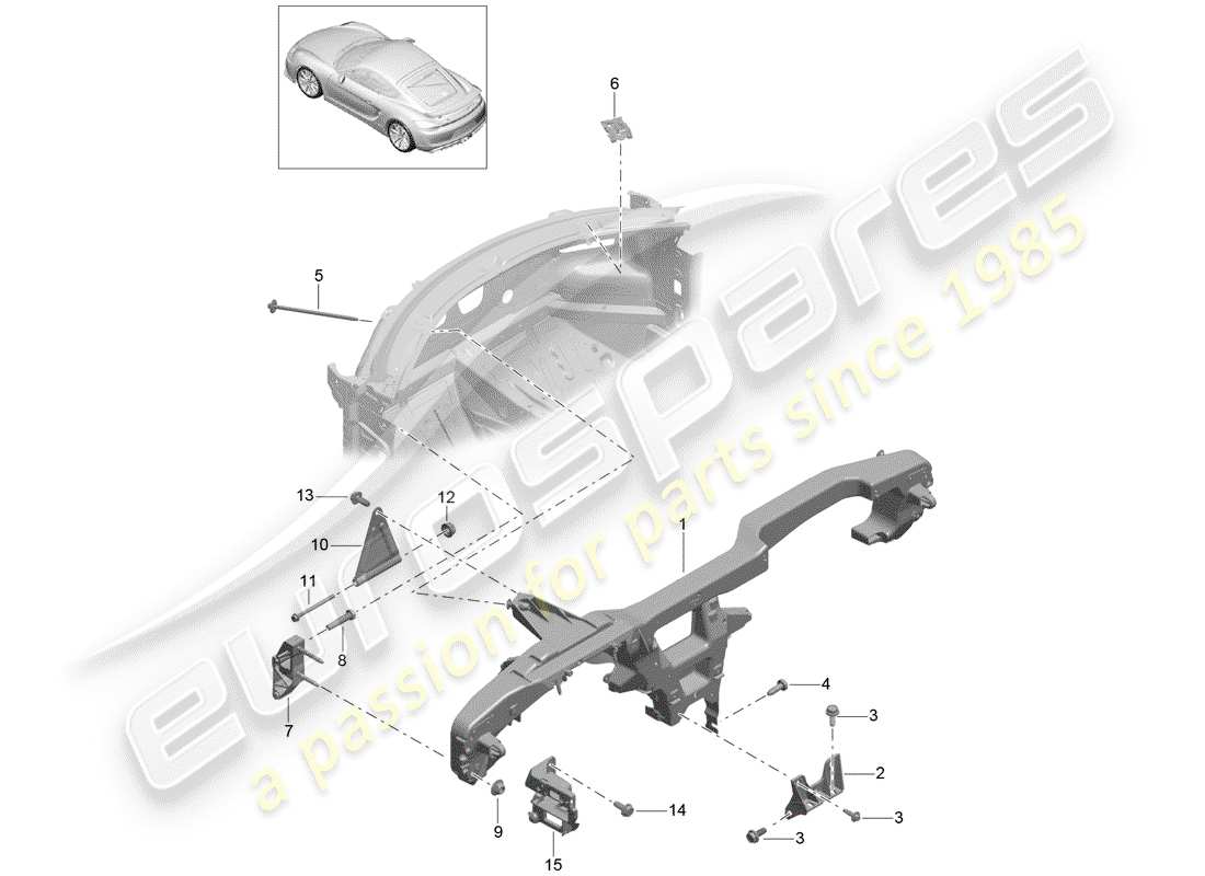 Porsche Cayman GT4 (2016) telaio di contenimento Diagramma delle parti