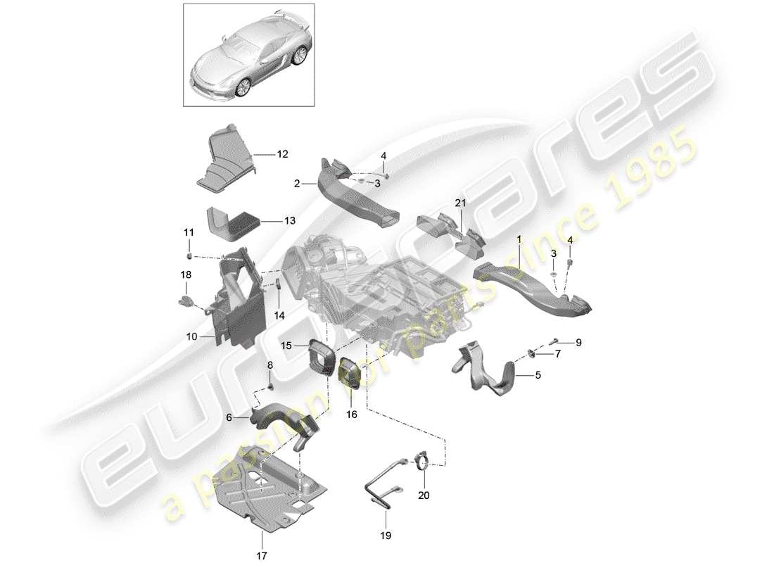 Porsche Cayman GT4 (2016) condotto dell'aria Diagramma delle parti