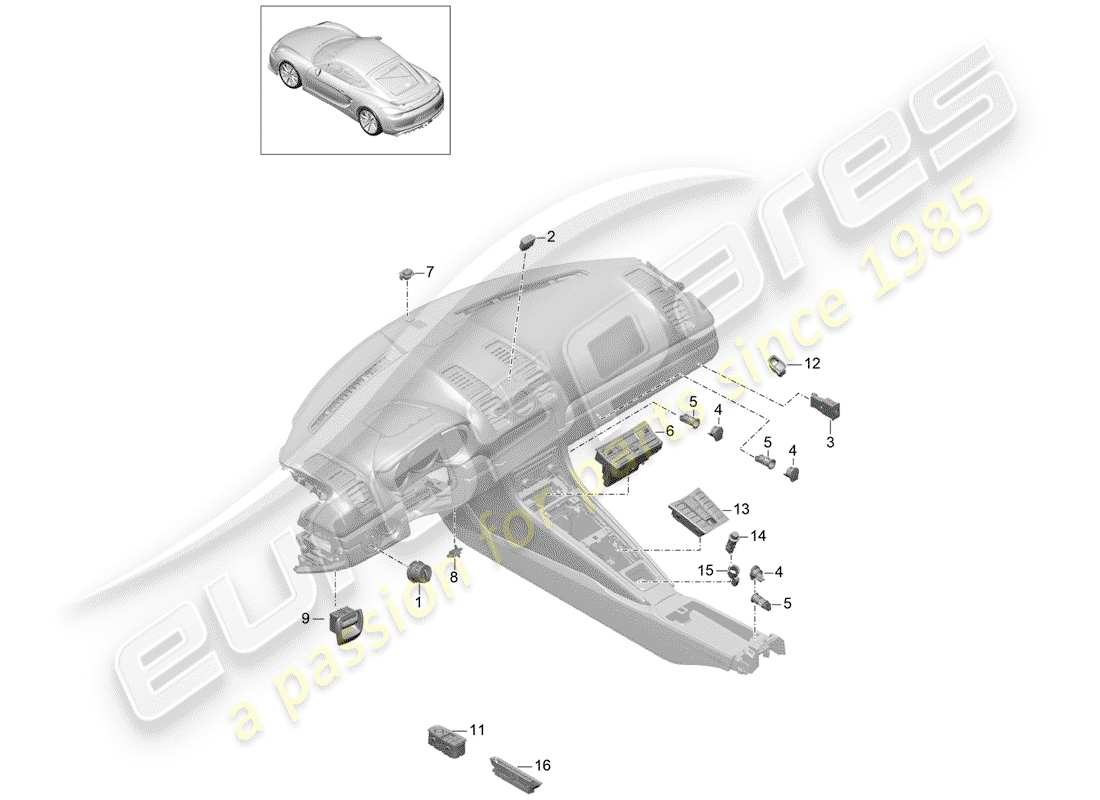 Porsche Cayman GT4 (2016) INTERRUTTORE Diagramma delle parti