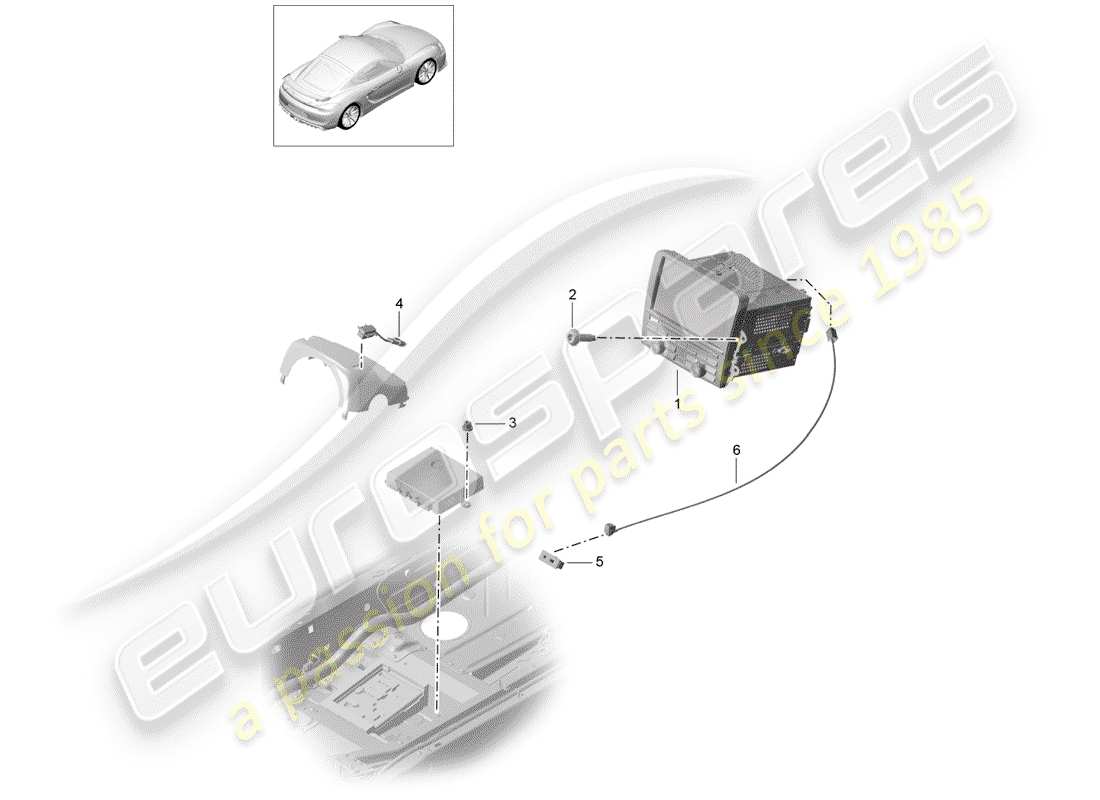 Porsche Cayman GT4 (2016) unità Operativa Diagramma delle parti