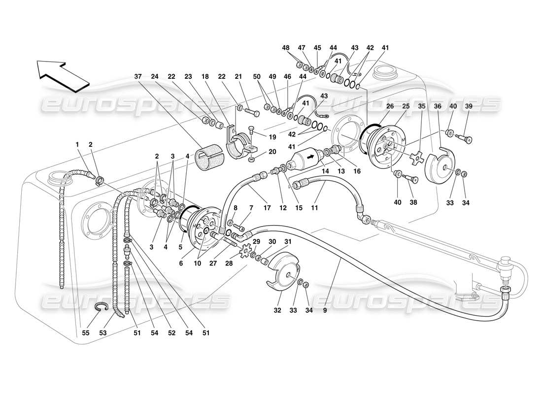 Ferrari F50 Sistema di iniezione del carburante Diagramma delle parti