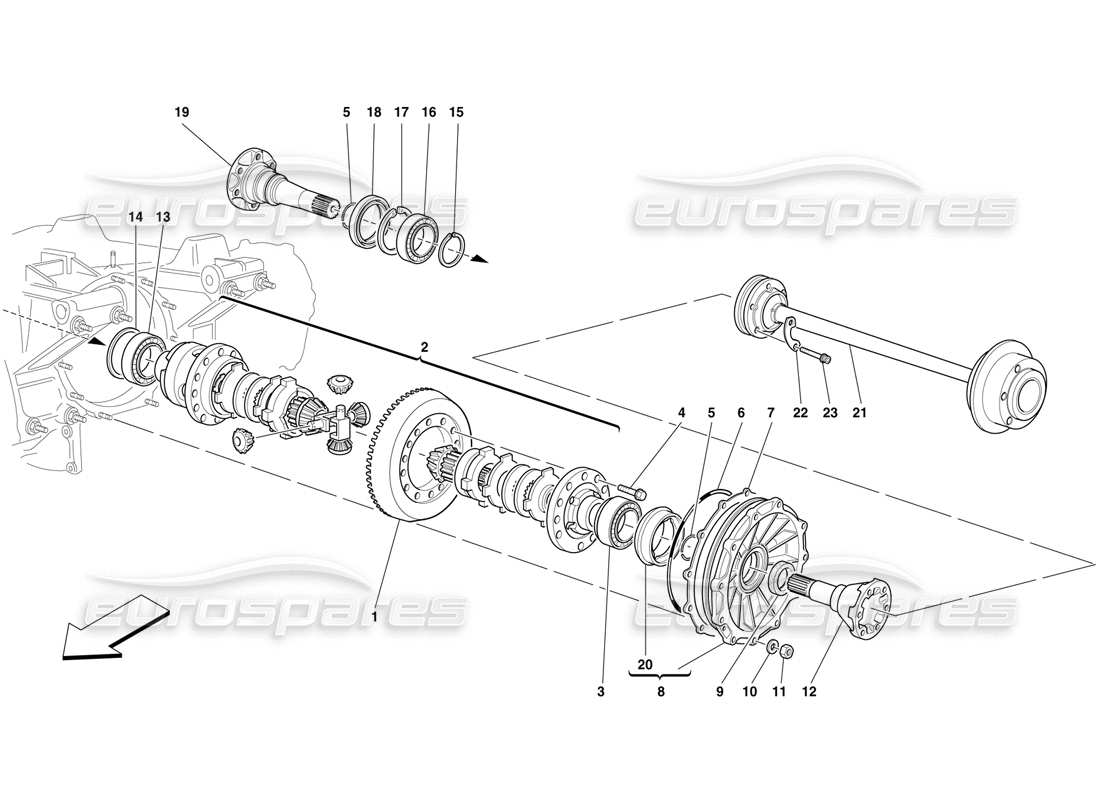 Ferrari F50 Differential & Axle Shafts Diagramma delle parti