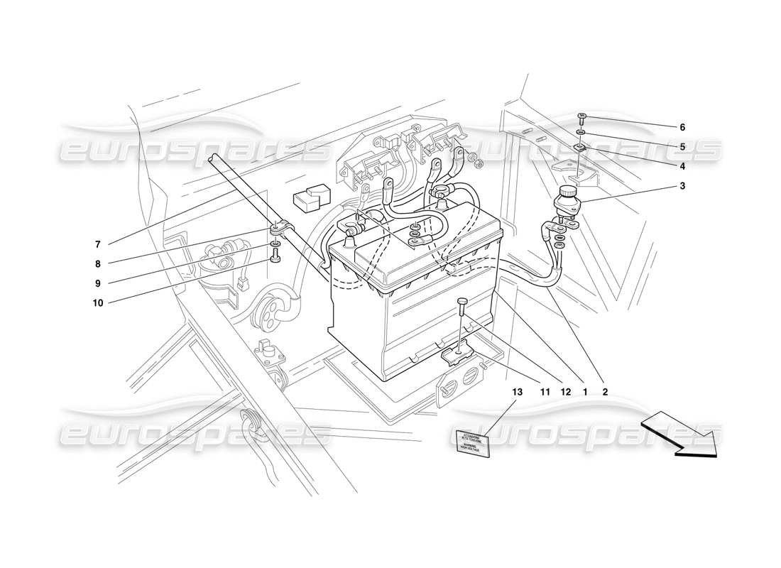 Ferrari F50 Batteria e cavi Diagramma delle parti
