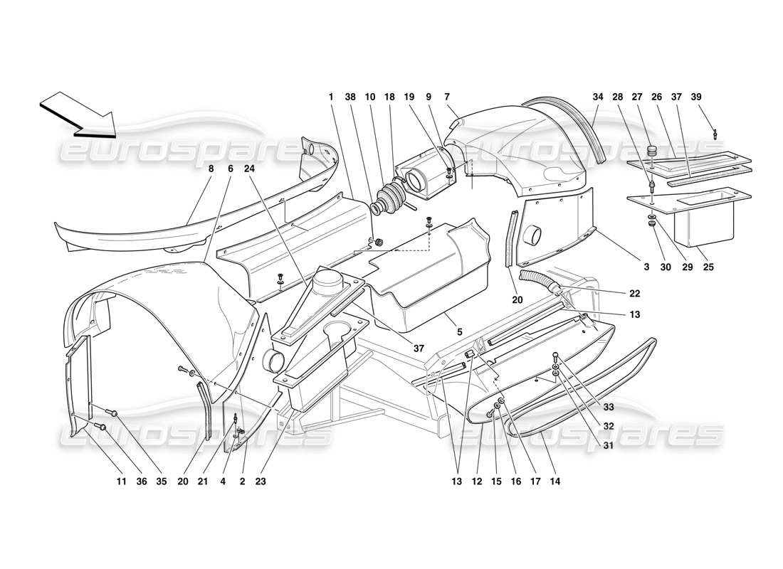 Ferrari F50 Corpo - Elementi Esterni - Parte Anteriore Diagramma delle parti