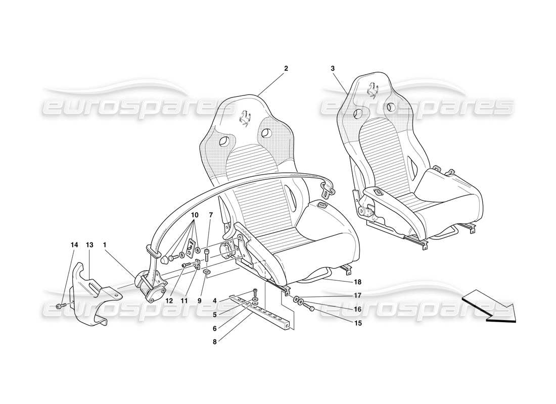 Ferrari F50 Sedili e cinture di sicurezza -Valido per gli USA- Diagramma delle parti