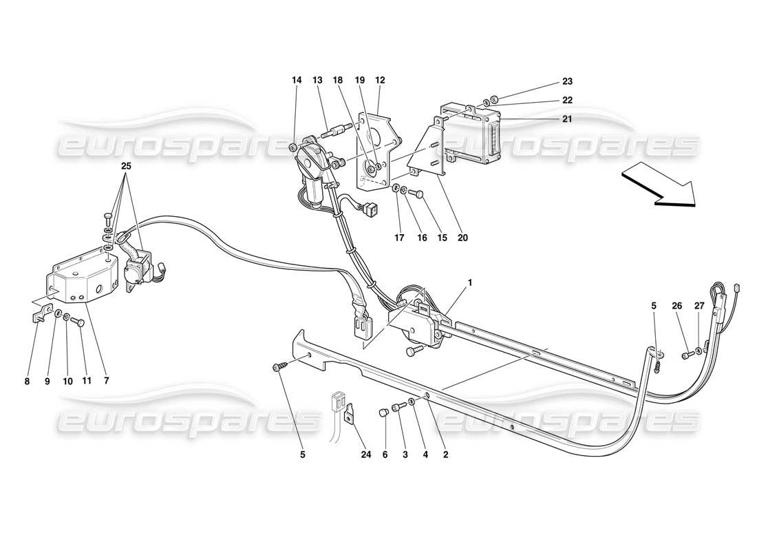 Ferrari F50 Sistema di cinture di sicurezza passive -Valido per gli USA- Diagramma delle parti