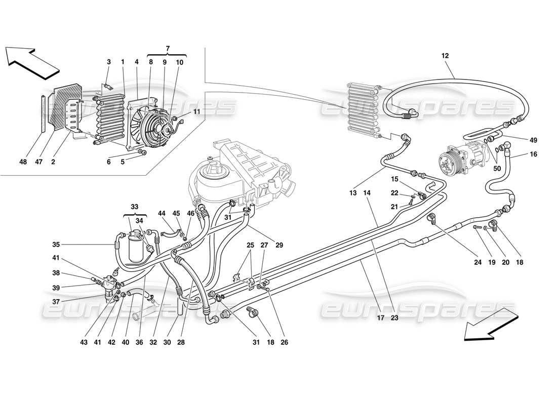 Ferrari F50 Sistema di aria condizionata Diagramma delle parti