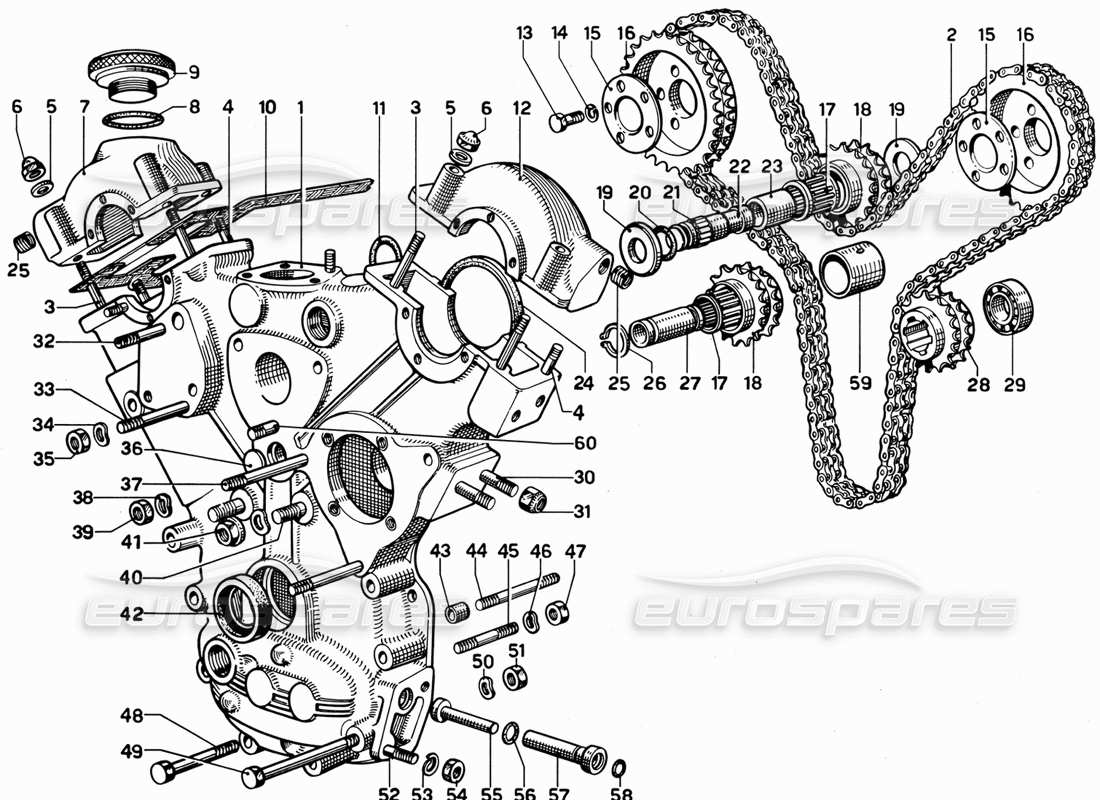 Diagramma delle parti di cronometraggio (controlli) Ferrari 365 GT 2+2 (meccanico).
