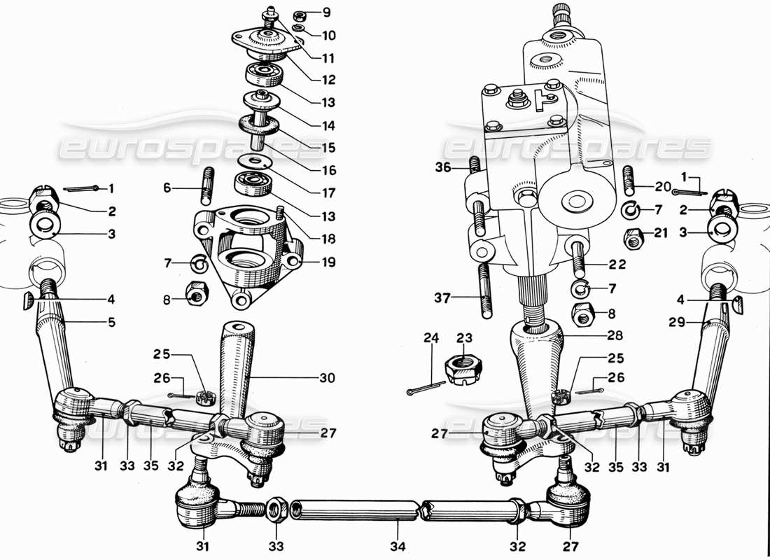Ferrari 365 GT 2+2 (meccanico) Collegamento dello sterzo diagramma delle parti