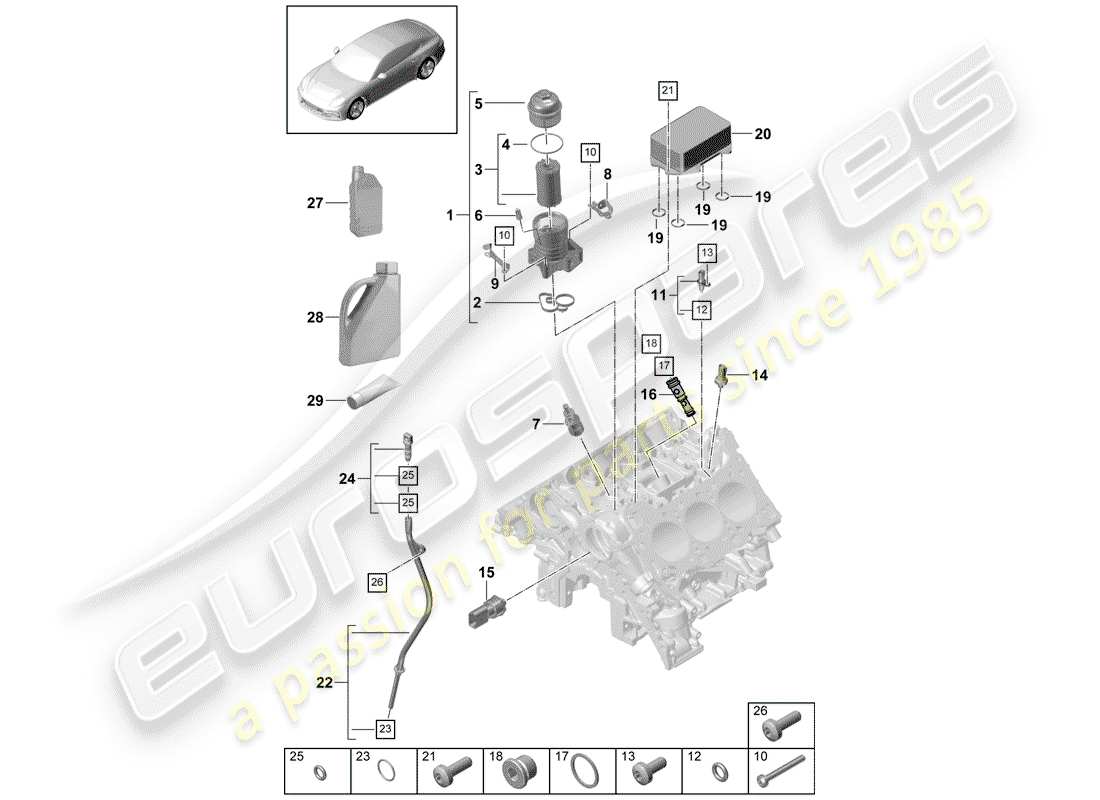 Porsche Panamera 971 (2017) FILTRO DELL'OLIO Diagramma delle parti
