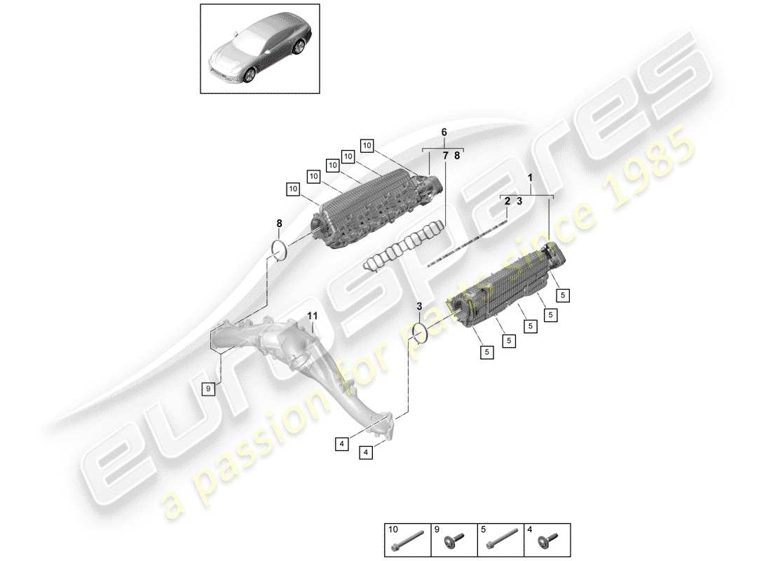 Porsche Panamera 971 (2017) tubo di aspirazione Diagramma delle parti