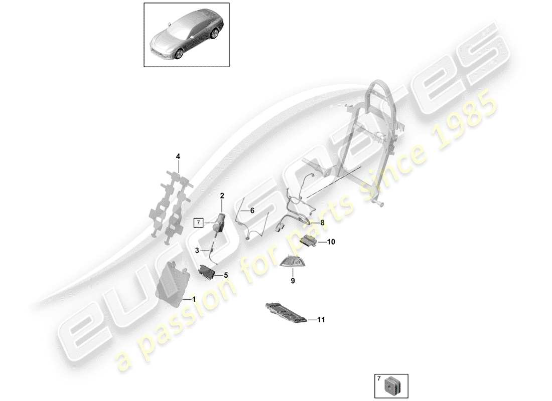 Porsche Panamera 971 (2017) lombare Diagramma delle parti