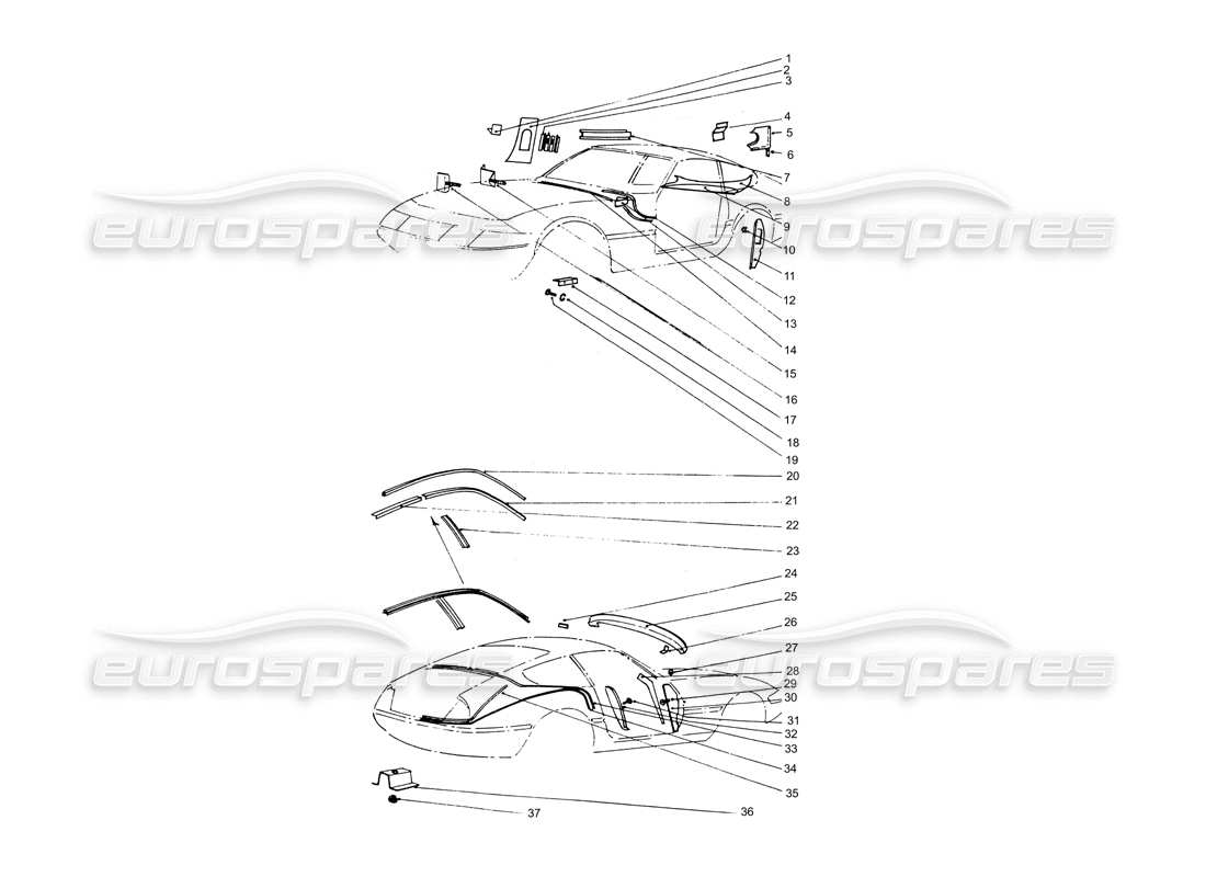 Ferrari 365 GTB4 Daytona (Carrozzeria) Sheilds & Coverings Diagramma delle parti